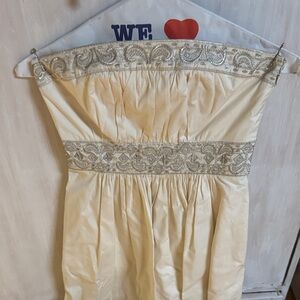 Banana Republic Elegant Cream Strapless Dress with Silver Accents